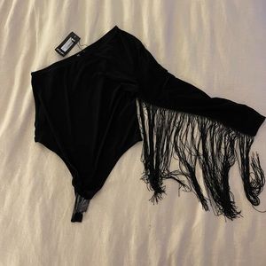 One sleeve fringe bodysuit